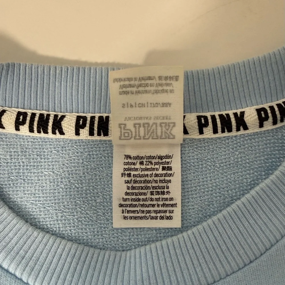 Victoria’s Secret PINK Baby Blue Sweatshirt Embroidered Logo Small Women’s - Picture 11 of 12